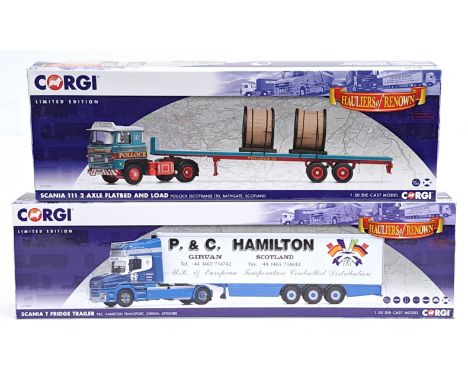 Corgi Hauliers of Renown, 1: 50 Scale, a boxed Commercial pair. &nbsp;Consisting of CC12825 Scania T Fridge Trailer &ldquo;P.