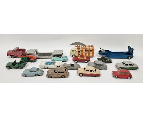 Dinky and Corgi playworn diecast model cars to include Dinky Toys 238 Jaguar Typed D, Dinky Toys 182 Porsche 356A, Corgi Toys