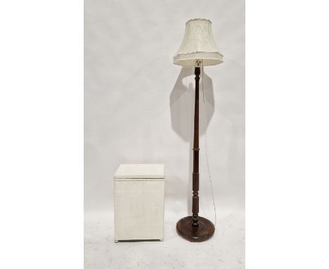 Sivrum white painted laundry basket&nbsp;and a mahogany standard lamp with cream shade (2)&nbsp;