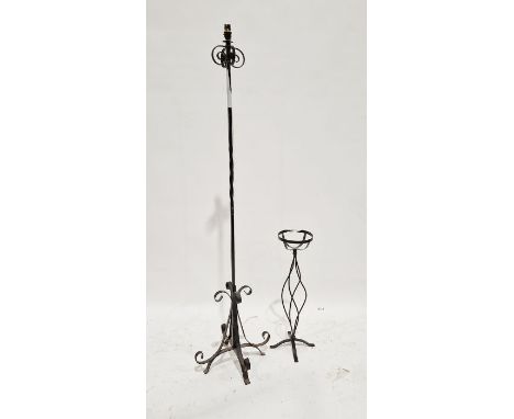 Wrought iron standard lamp, 62.5cm high approx. and a wrought iron jardiniere stand. (2)&nbsp;