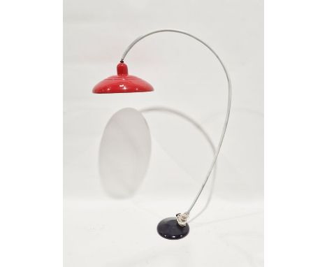 Mid to late 20th century curved standard lamp&nbsp;with red metal shade, 58cm high approx.&nbsp;