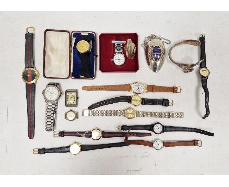EPNS plated bangle made from a fork, other jewellery made from various flatware and a quantity of wristwatches&nbsp;(2 boxes)