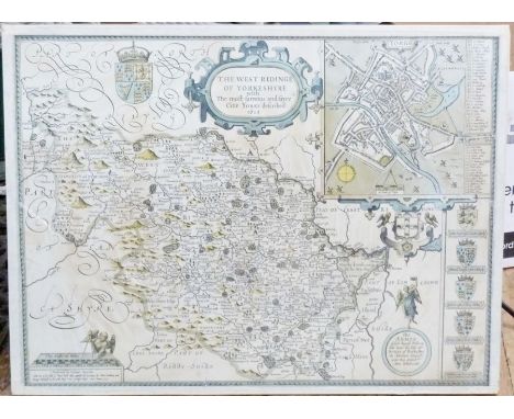 Map after Iohan Speede "The West Ridinge of Yorkshire with the most Famous and Fayre Citie, Yorke described" 1610, map of Yor