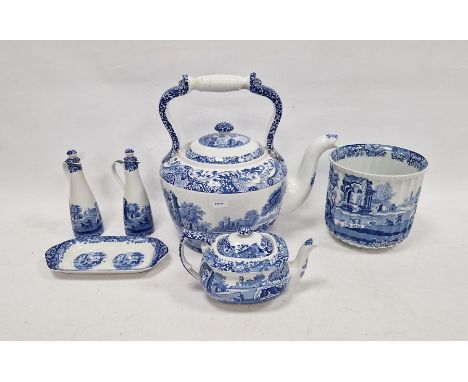 Spode 'Italian' pattern large teapot, 30cm high, another Spode teapot, a Spode 'Italian' jardiniere&nbsp;and condiment set (4