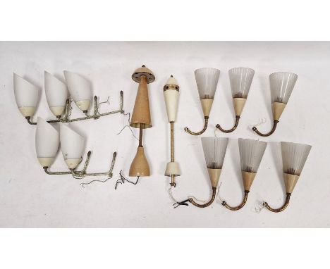 Various mid 20th century light fittings with glass shades, with bakelite and metal fittings and others -&nbsp; dismantled