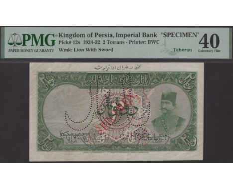 Imperial Bank of Persia, specimen 2 Tomans, Teheran, ND (1924-32), Walter and McMurray signatures, red/black SPECIMEN overpri