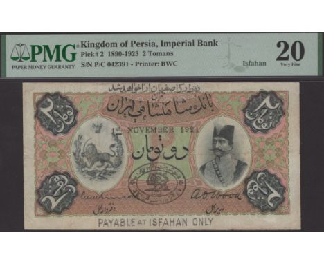 Imperial Bank of Persia, 2 Tomans, Isfahan, 1 November 1921, black serial number P/C 042391, Wilkinson and Wood signatures, m