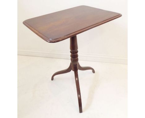 A late 18th / early 19th century George III period foldover-top mahogany occasional table; the thumbnail moulded rectangular 