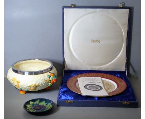 A Clarice Cliff 'Celtic Harvest' fruit bowl (hairline), a Spode St Thomas Becket (1170-1970) anniversary plate (37 of 800, bo