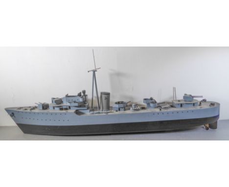 A scale model of a WW2 anti-submarine ship (approx. 113cm in length and 48cm high)