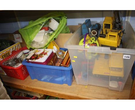 Shelf of assorted toys etc.