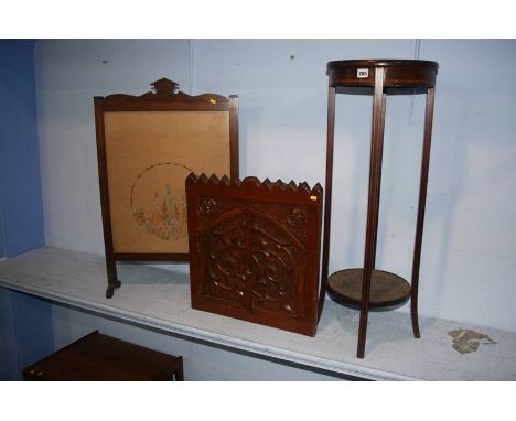 Fire screen, pedestal and a cabinet