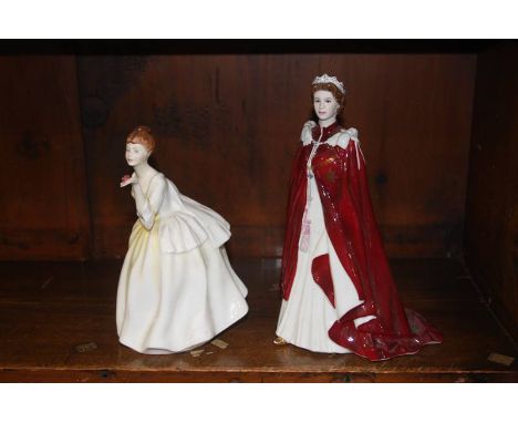 Royal Worcester figure of the Queen and a Doulton figure