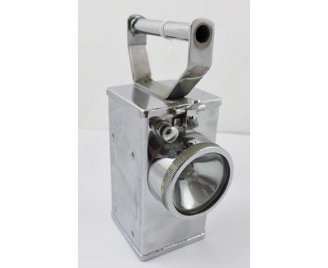 A "NIFE BATTERIES" OF REDDITCH ENGLAND, TYPE NH10-A SAFETY LAMP in chrome finished case, 20cm high 