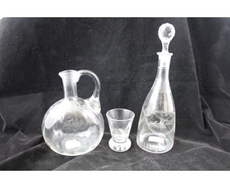 A MASONIC FIRING GLASS ENGRAVED WITH THE SQUARE AND COMPASS AND NO. 1006 (the Lodge number for Tregullow, St. Day, founded 23