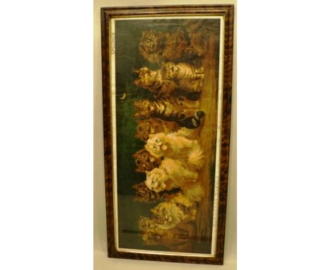 AFTER LOUIS WAIN A VICTORIAN COLOURED LITHOGRAPH A 'Choir of Twelve Cats' titled "Christmas Carols" with a Shakespearean quot