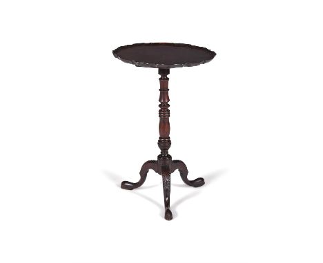 A George III mahogany 'pie crust' tripod table, circa 1800, in the manner of Gillows, 69.5cm high, the top 45cm diameter Cond