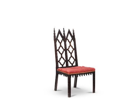 A George III mahogany Gothic side chair, circa 1760, in the manner of William Hallett, 117cm high, 57.5cm wide, 55cm deep Pro