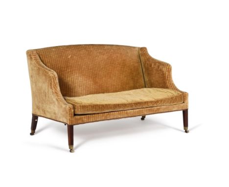 A George III mahogany and upholstered sofa, circa 1780, 85cm high, 142cm wide, 72cm deep overall Condition Report: Marks, kno