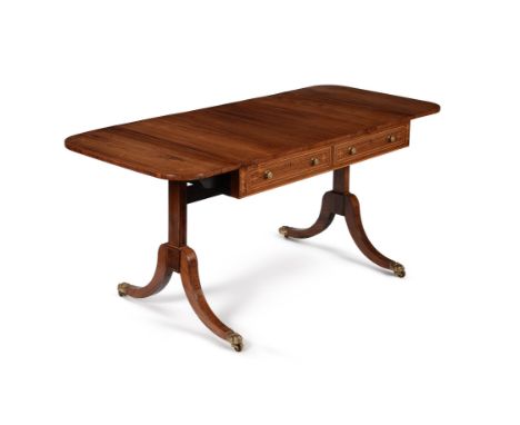Y A Regency rosewood sofa table, circa 1815, in the manner of Gillows,  incorporating boxwood stringing and marquetry,  71.5c