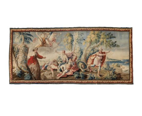 A Louis XV Aubusson mythological tapestry, mid-18th century, Antoine Grellet, Niobe and her Children, with Apollo and Diana f