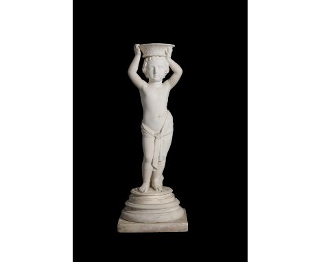 Rinaldo Rinaldi (Italian, 1793-1873), a sculpted white marble model of a standing putto, mid 19th century, standing contrappo