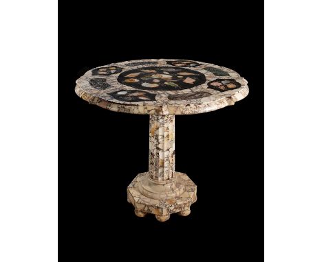 A Maltese inlaid marble pedestal table, 19th or 20th century, 83cm high, the top 98cm diameter Provenance: Property from a Pr