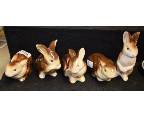 Ceramics - Poole rabbits glazed in tones of brown (5)