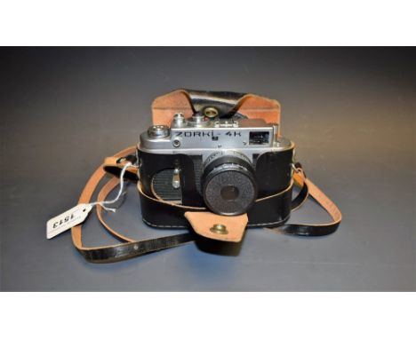 Cameras - a Zorki 4k SLR camera, 50mm Jupiter lens, cased