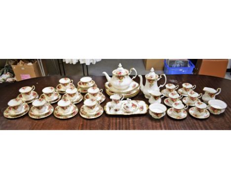 An Extensive Royal Albert Old Country Rose pattern tea., coffee and dinner service inc dinner and side plates, cups, saucers,