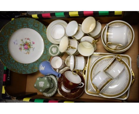 Ceramics - a Fenton tea service, gilt Greek key band, printed mark; Wedgwood Jasper ware;  other tea ware;  etc   
