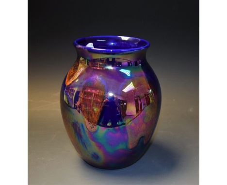 A Poole lustre glazed ovoid vase, Valerie Pullen design, C.1970s, original label