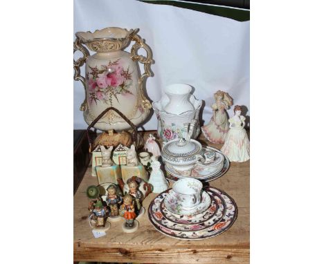 Four Coalport ladies including Karen, Montpelier Walk, Minuettes and Party Time, five Goebel figures, Masons Mandalay, etc.