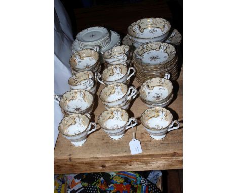 Good Ridgeway tea service, approximately thirty four pieces with printed marks circa 1850 together with other tea plates.
