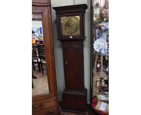 Antique oak eight day longcase clock having brass square dial, J. Bell, Hexham.