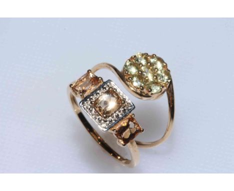 9k gold chrysoberyl ring and 9k gold topaz and diamond ring, both size P/Q (2), with certificates.