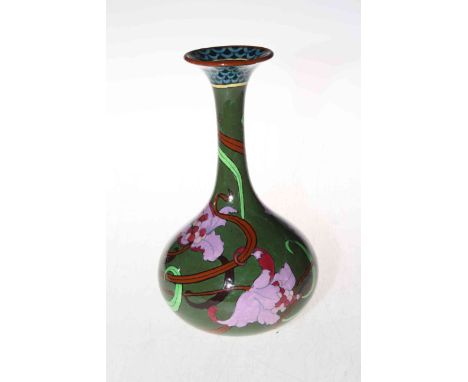 Foley Wilemans 'Intarsio' bottle neck vase decorated with floral design, 22cm high.