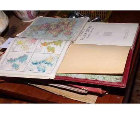 Ordnance Survey map books including 1922 cloth maps, John Bartholomew 1939, Philip's Atlas, together with metalwares.