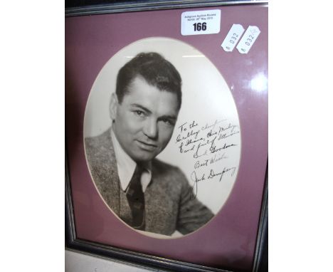 An Original Signed Photograph of Jack Dempsey. Inscribed 'To the Cribbage Champion of Ohio, Michigan and Illinois Bud Goodman