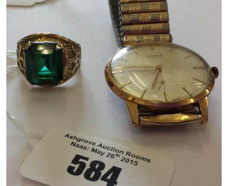 An Orator Incabloc Gent's Wristwatch, manual wind, 17 jewel, Swiss made together with A 9ct Gold & Gem Set Gentleman's Ring, 