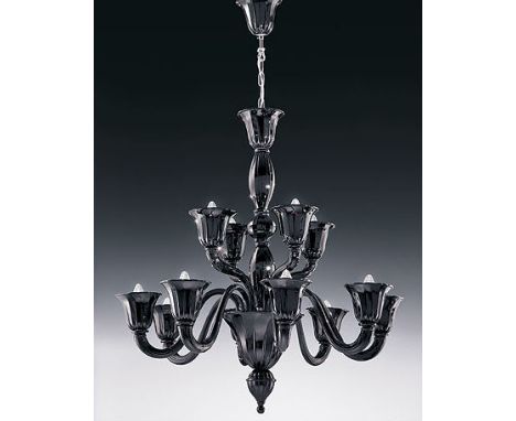*A 'Volatina Laguna' 8 + 4 (12 Branch) Two-Tier Black ceiling Light.