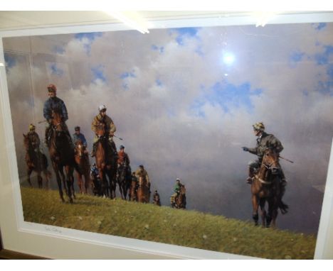 Peter Curling Final Instructions. A Signed Coloured Equestrian Print. 17 x 26ins.