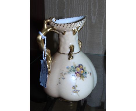 A Royal Worcester Blushware Jug, shape 1507, date code for 1908. 11.5cm.