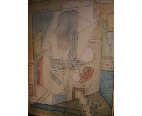 Arthur Power HRHA (1891 - 1984). Portrait of a Musician. Mixed media, signed and titled below. 24cm x 34cm. Former Art Critic