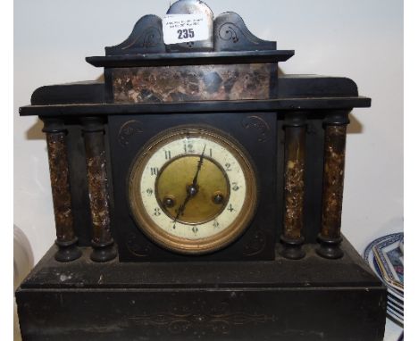 A Victorian Slate-cased Mantel Clock of architectural form