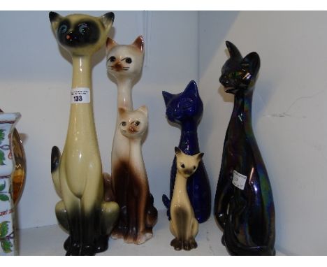 Five Ceramic Decorative Cats.