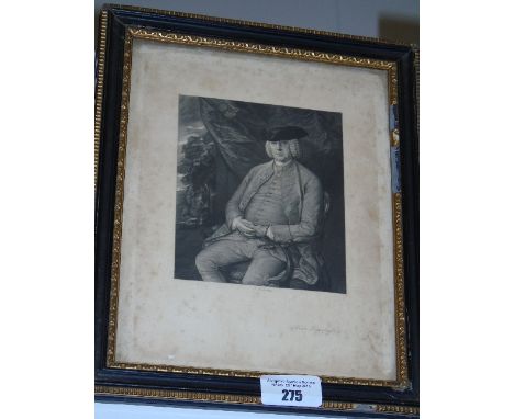 A Small Monochrome Portrait Print Depicting Mark Beaufoy. In a Hogarth style frame.