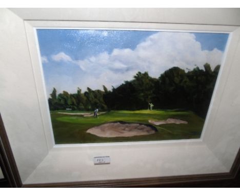 An Oil on Canvas by Carmel Kenny. Golfing at The K Club Signed I.r.,  24cm x 32cm.