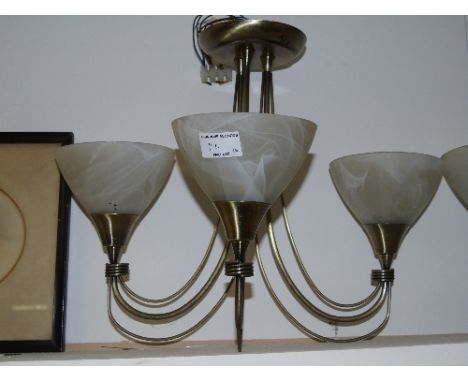 Six Marbled Glass Light Shades each with three shades.