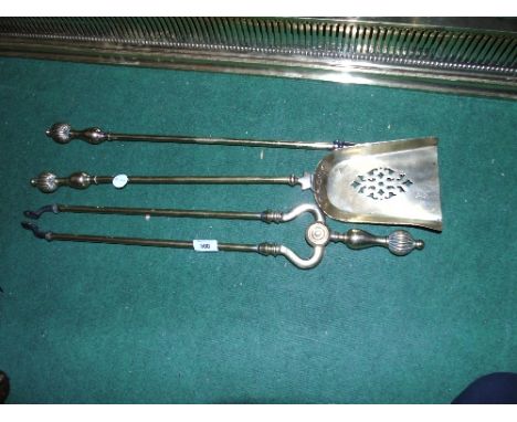 A Wonderful Set of 19th Century Three Brass Fire Tools.